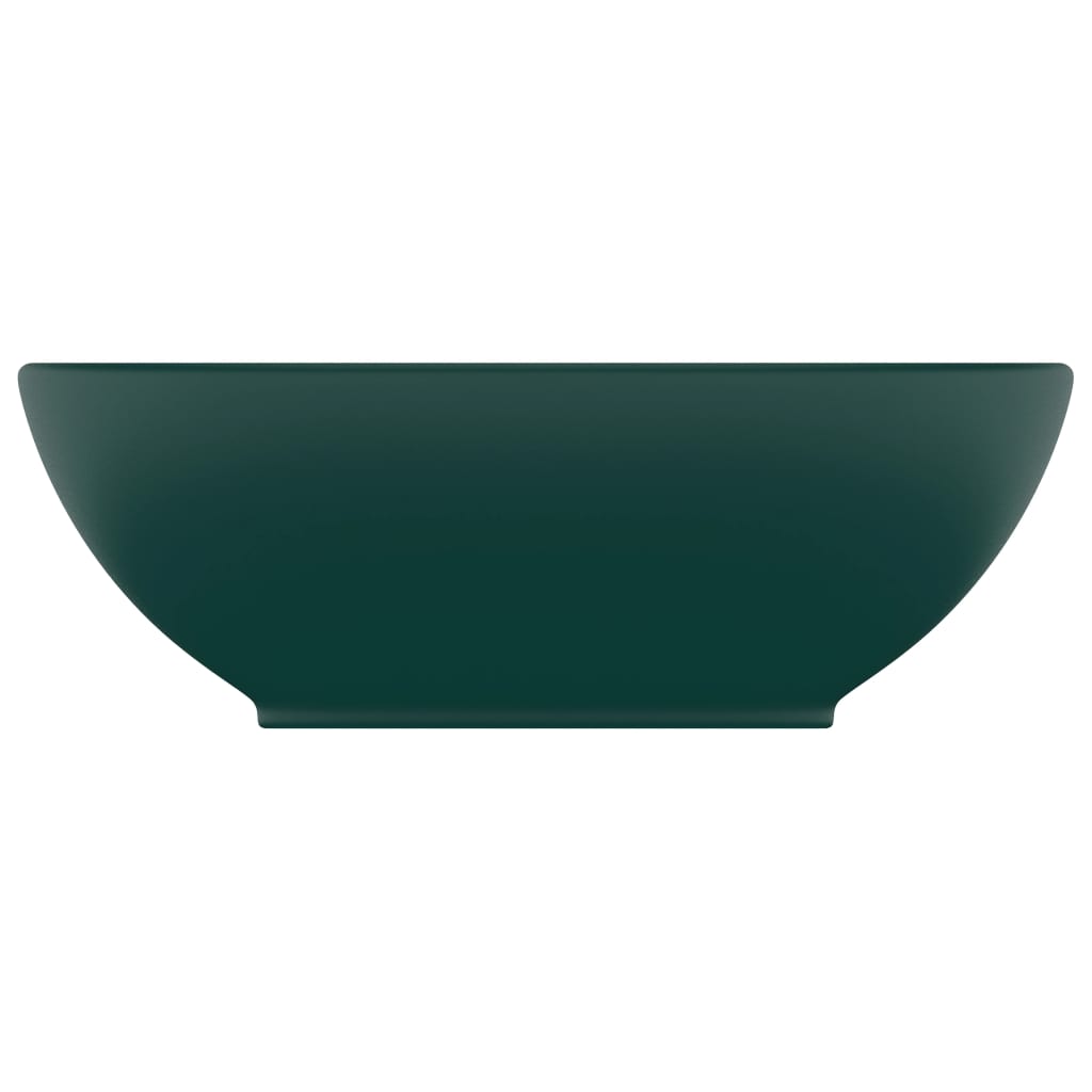 Lavandino-Lavello Lusso Ovale Verde Scuro Opaco 40x33 cm in Ceramica
