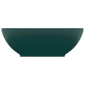 Lavandino-Lavello Lusso Ovale Verde Scuro Opaco 40x33 cm in Ceramica