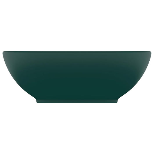 Lavandino-Lavello Lusso Ovale Verde Scuro Opaco 40x33 cm in Ceramica