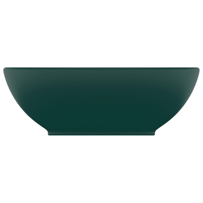 Lavandino-Lavello Lusso Ovale Verde Scuro Opaco 40x33 cm in Ceramica
