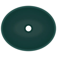 Lavandino Lusso Ovale Verde Scuro Opaco 40x33 cm in Ceramica 146926