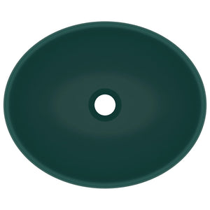 Lavandino Lusso Ovale Verde Scuro Opaco 40x33 cm in Ceramica 146926