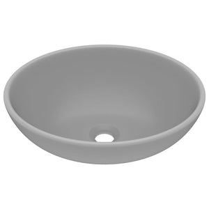 Lavandino-Lavello Lusso Ovale Grigio Chiaro Opaco 40x33 cm in Ceramica