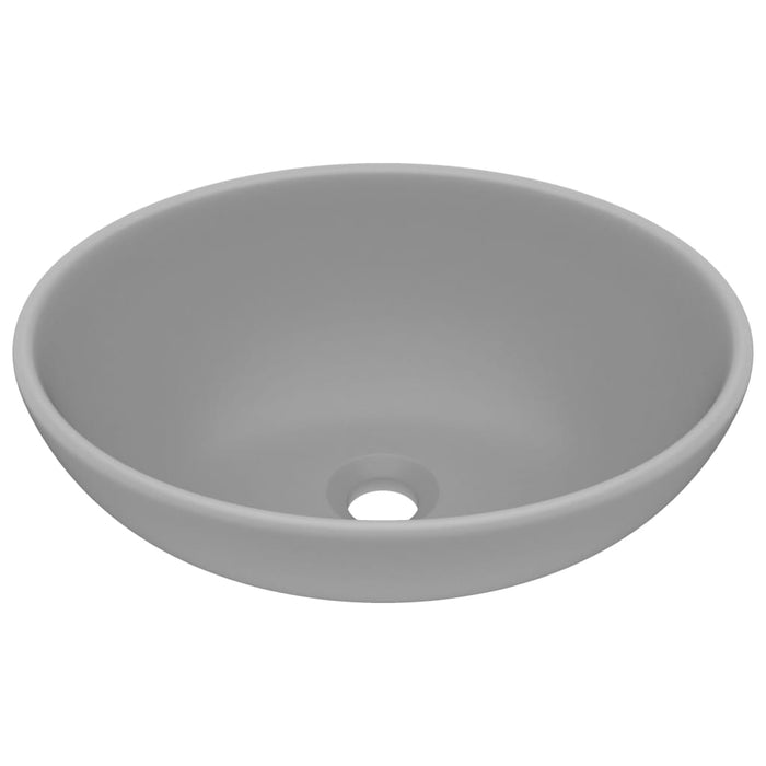 Lavabo bagno ovale di lusso 40x33 cm in ceramica grigio chiaro opaco 02_0002669