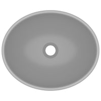 Lavandino Lusso Ovale Grigio Chiaro Opaco 40x33 cm in Ceramica cod mxl 44630