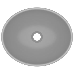 Lavandino Lusso Ovale Grigio Chiaro Opaco 40x33 cm in Ceramica cod mxl 44630