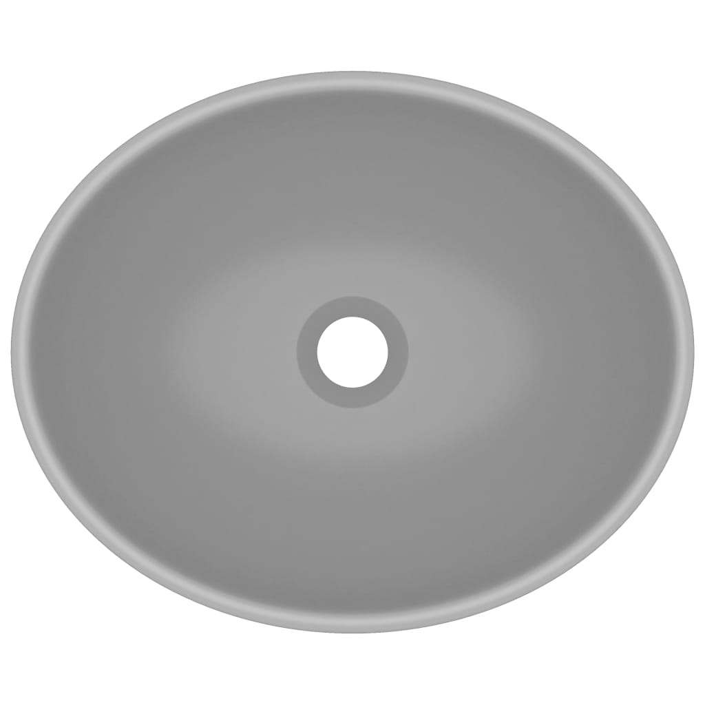 Lavabo bagno ovale di lusso 40x33 cm in ceramica grigio chiaro opaco 02_0002669