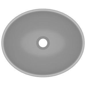 Lavabo bagno ovale di lusso 40x33 cm in ceramica grigio chiaro opaco 02_0002669