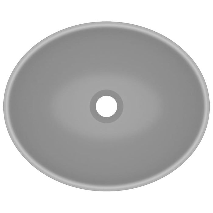 Lavabo bagno ovale di lusso 40x33 cm in ceramica grigio chiaro opaco 02_0002669