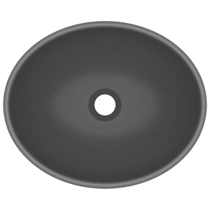 Lavandino Lusso Ovale Grigio Scuro Opaco 40x33 cm in Ceramica 146928