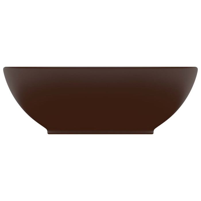 Lavandino Lusso Ovale Marrone Scuro Opaco 40x33 cm in Ceramica 146929