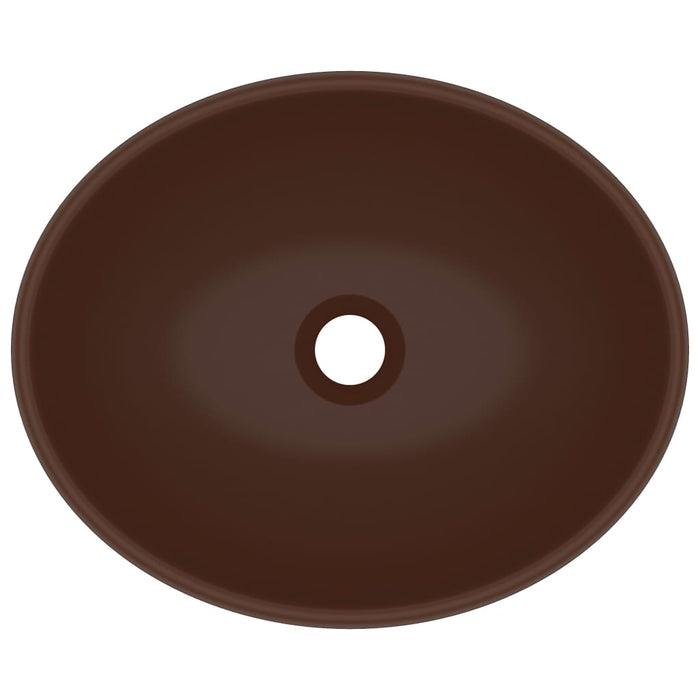 Lavandino Lusso Ovale Marrone Scuro Opaco 40x33 cm in Ceramica 146929
