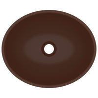 Lavandino Lusso Ovale Marrone Scuro Opaco 40x33 cm in Ceramica 146929