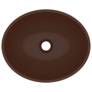 Lavandino Lusso Ovale Marrone Scuro Opaco 40x33 cm in Ceramica 146929