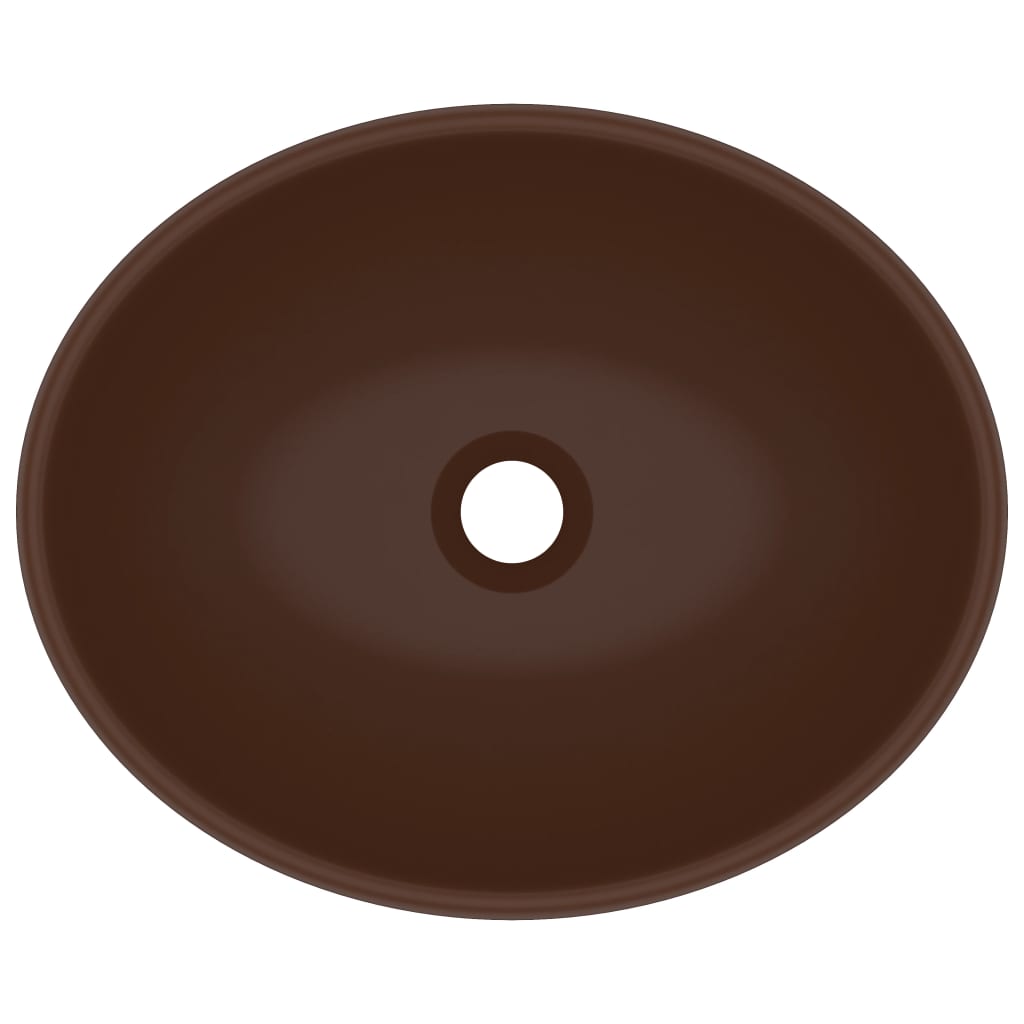 Lavabo ovale di lusso da appoggio wc lavabo bagno cucina interno casa 40 x 33 cm ceramica testa di moro opaca 02_0002671