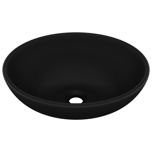 Lavabo ovale di lusso da appoggio WC lavabo bagno stanza cosmetica interno casa 40 x 33 cm ceramica nera opaca 02_0002673