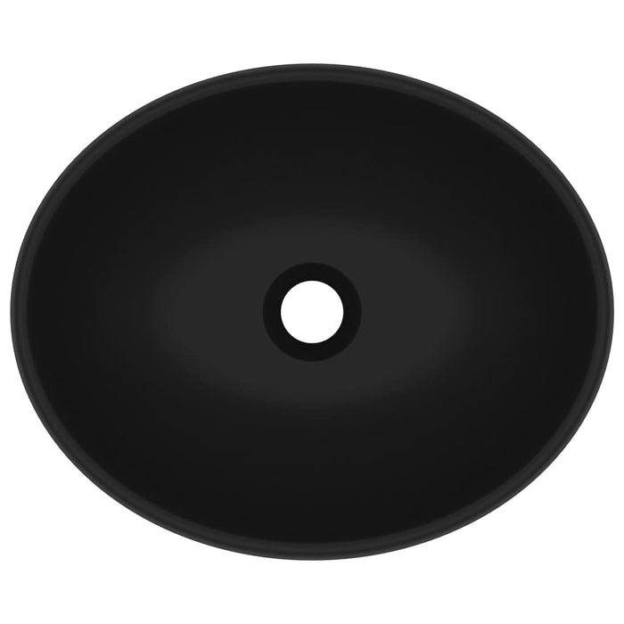 Lavandino Lusso Ovale Nero Opaco 40x33 cm in Ceramica cod mxl 46848