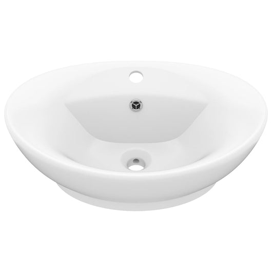 Lavandino con Troppopieno Ovale Bianco Opaco 58,5x39cm Ceramica 146932