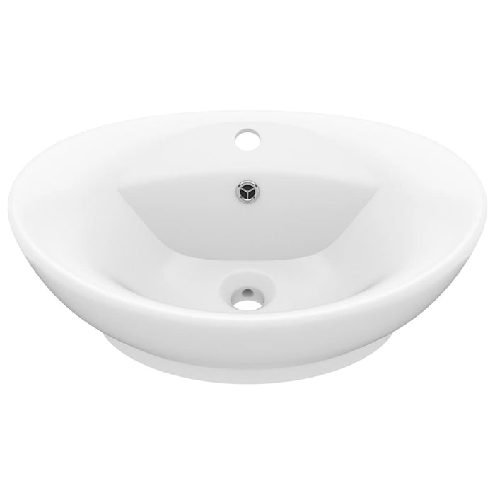 Lavandino con Troppopieno Ovale Bianco Opaco 58,5x39cm Ceramica 146932