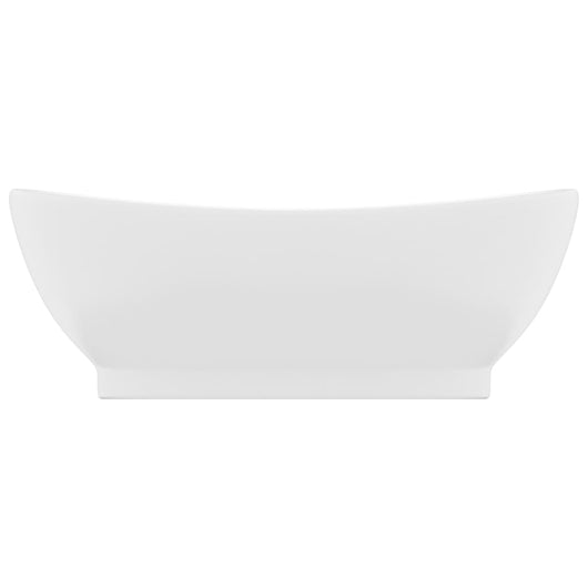 Lavandino-Lavello con Troppopieno Ovale Bianco Opaco 58,5x39cm Ceramica