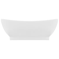 Lavabo ovale di lusso con troppopieno da appoggio wc lavabo bagno interno casa 58,5 x 39 cm ceramica bianca opaca 02_0002674