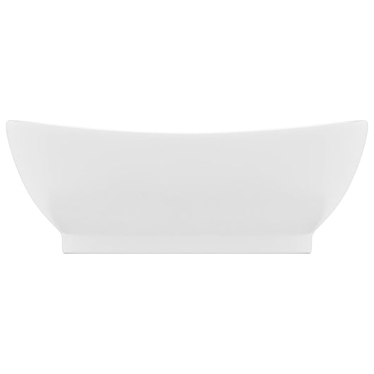 Lavabo ovale di lusso con troppopieno da appoggio wc lavabo bagno interno casa 58,5 x 39 cm ceramica bianca opaca 02_0002674