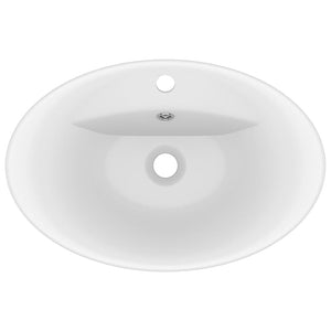 Lavandino con Troppopieno Ovale Bianco Opaco 58,5x39cm Ceramica cod mxl 40953