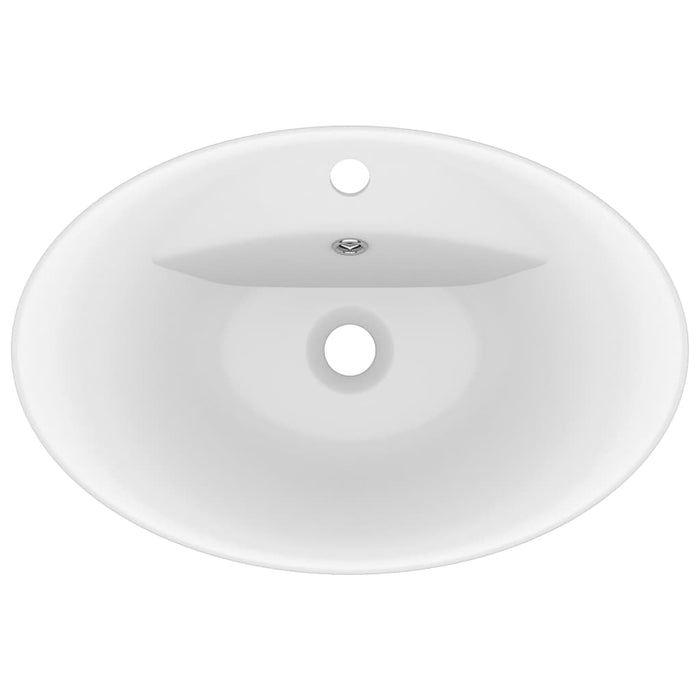 Lavandino con Troppopieno Ovale Bianco Opaco 58,5x39cm Ceramica cod mxl 40953