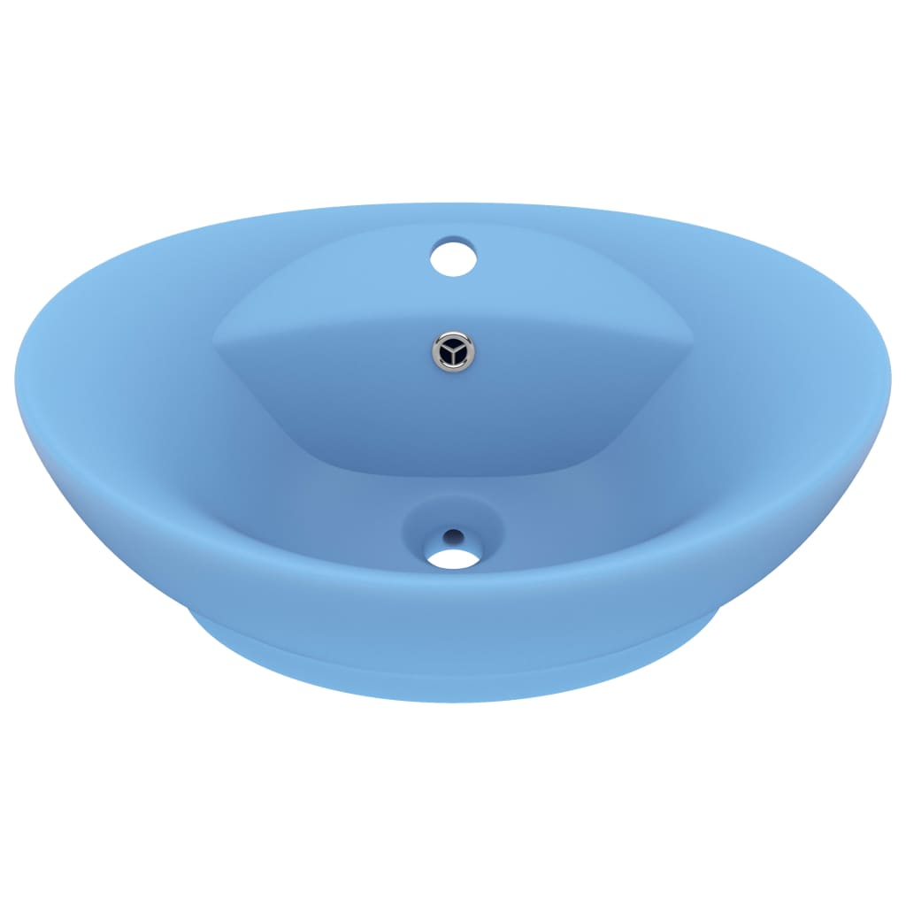 Lavabo con Troppopieno Ovale Azzurro Opaco 58,5x39 cm Ceramicacod mxl 105439