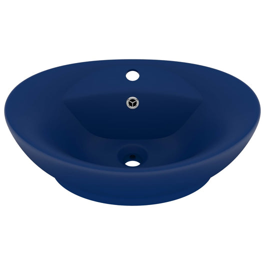 Lavabo con Troppopieno Ovale Blu Scuro Opaco 58,5x39cm Ceramica cod mxl 43542