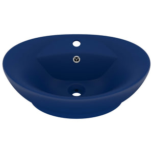 Lavabo con Troppopieno Ovale Blu Scuro Opaco 58,5x39cm Ceramica 146935