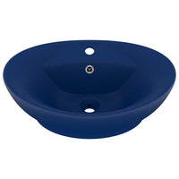 Lavabo con Troppopieno-Lavandino Ovale Blu Scuro Opaco 58,5x39cm Ceramica
