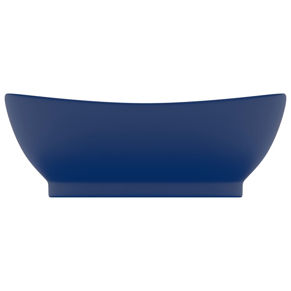 Lavabo con Troppopieno Ovale Blu Scuro Opaco 58,5x39cm Ceramica cod mxl 43542