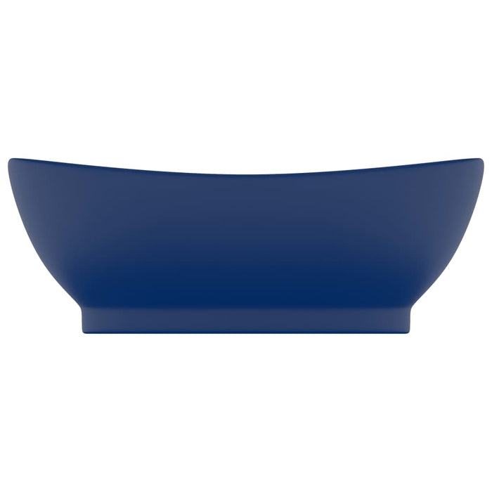 Lavabo con Troppopieno-Lavandino Ovale Blu Scuro Opaco 58,5x39cm Ceramica