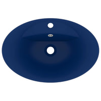 Lavabo con Troppopieno Ovale Blu Scuro Opaco 58,5x39cm Ceramica cod mxl 43542