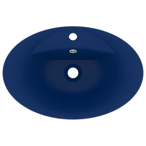Lavabo con Troppopieno Ovale Blu Scuro Opaco 58,5x39cm Ceramica 146935