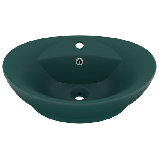Lavabo Troppopieno Ovale Verde Scuro Opaco 58,5x39cm Ceramica