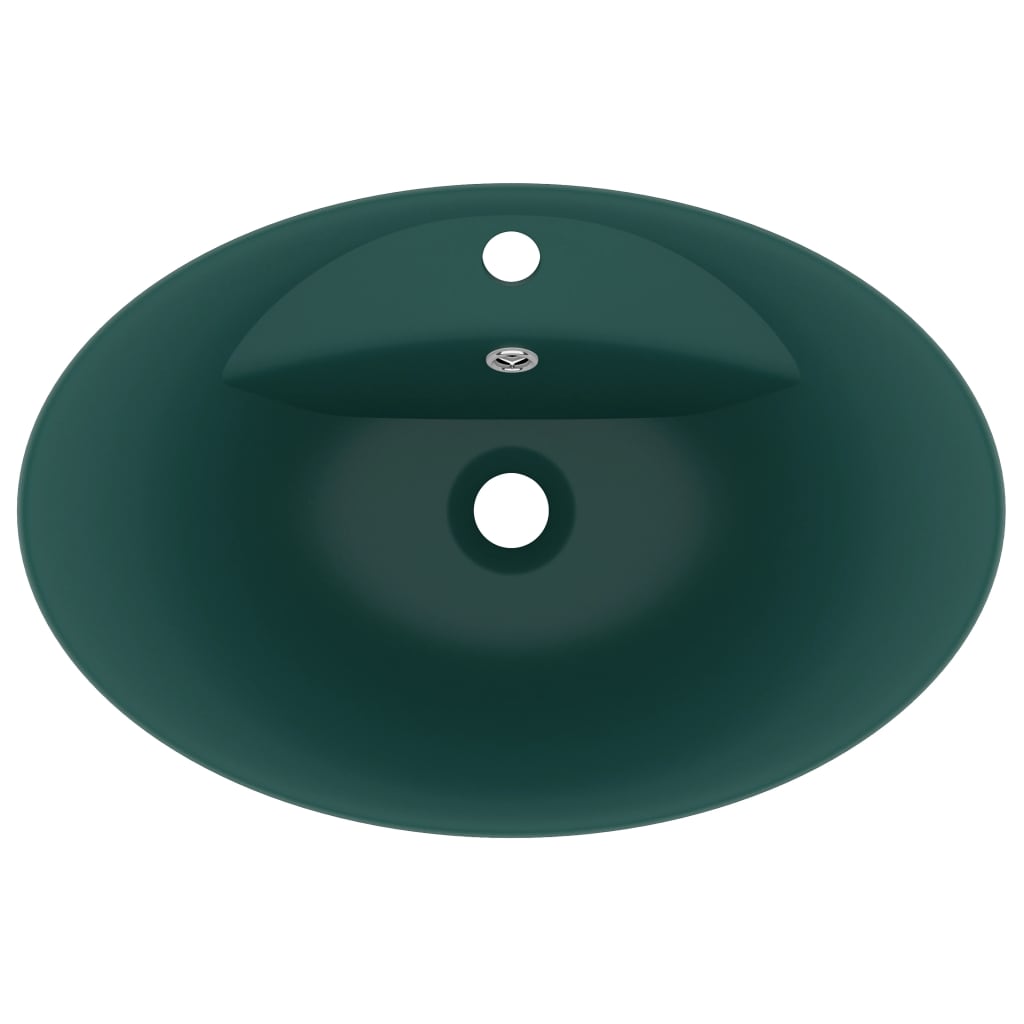 Lavabo Troppopieno Ovale Verde Scuro Opaco 58,5x39cm Ceramica 146937
