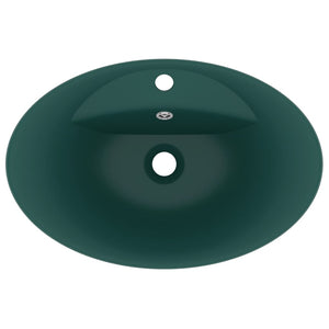 Lavabo Troppopieno Ovale Verde Scuro Opaco 58,5x39cm Ceramica 146937