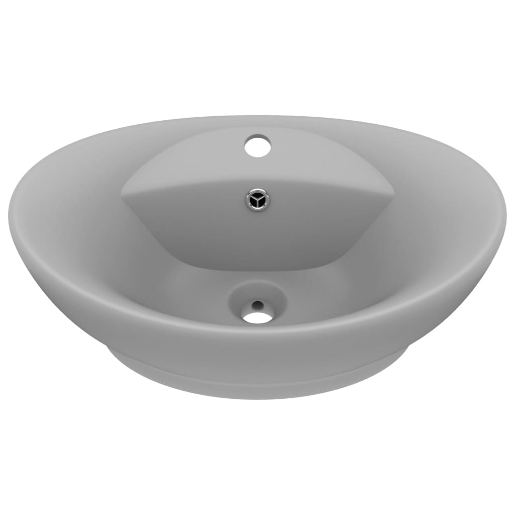 Lavabo-Lavandino con Troppopieno Ovale Turchese Grigio 58,5x39 cm Ceramica
