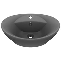 Lavabo Troppopieno Ovale Grigio Scuro Opaco 58,5x39cm Ceramica 146939
