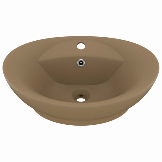 Lavandino con Troppopieno Ovale Crema Opaco 58,5x39cm Ceramica cod mxl 44238