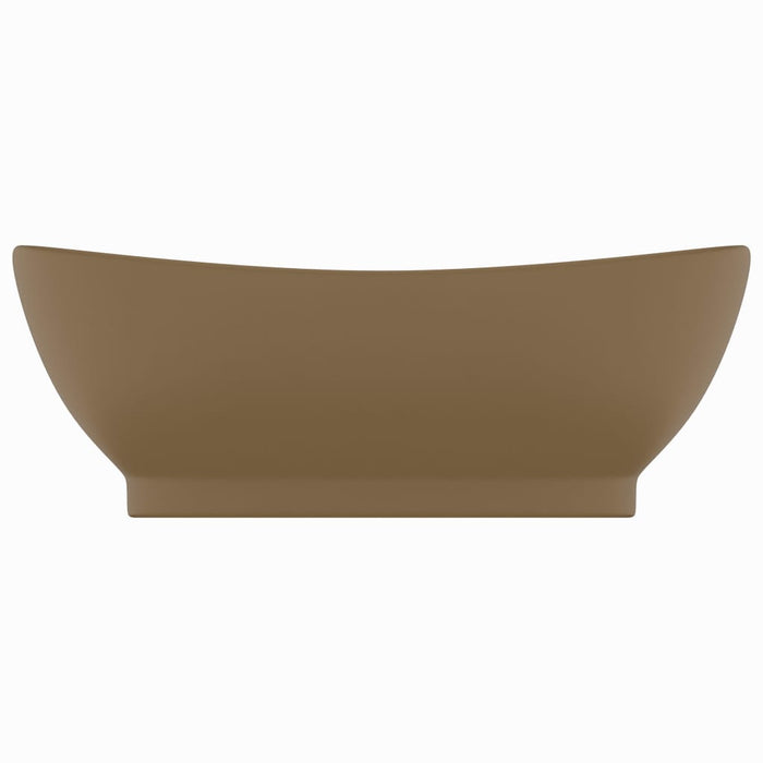Lavandino con Troppopieno Ovale Crema Opaco 58,5x39cm Ceramica cod mxl 44238