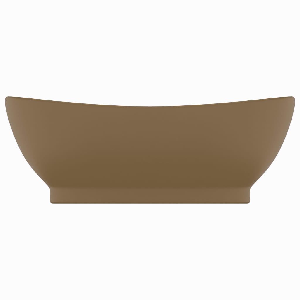 Lavandino con Troppopieno-Lavabo-Lavello Ovale Crema Opaco 58,5x39cm Ceramica
