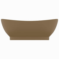 Lavandino con Troppopieno-Lavabo-Lavello Ovale Crema Opaco 58,5x39cm Ceramica