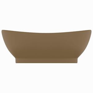 Lavabo ovale di lusso con troppopieno lavabo da appoggio per WC per bagno stanza cosmetica 58,5 x 39 cm ceramica crema opaca 02_0002683