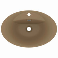 Lavandino con Troppopieno Ovale Crema Opaco 58,5x39cm Ceramica 146941