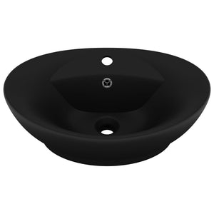 Lavandino-Lavello con Troppopieno Ovale Nero Opaco 58,5x39cm Ceramica
