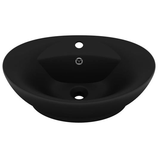 Lavandino-Lavello con Troppopieno Ovale Nero Opaco 58,5x39cm Ceramica