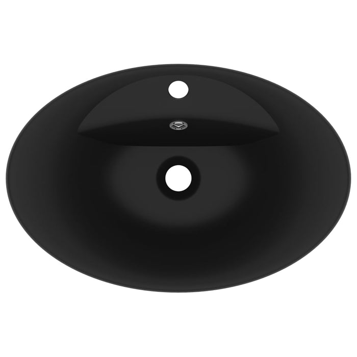 Lavandino con Troppopieno Ovale Nero Opaco 58,5x39cm Ceramica cod mxl 46094
